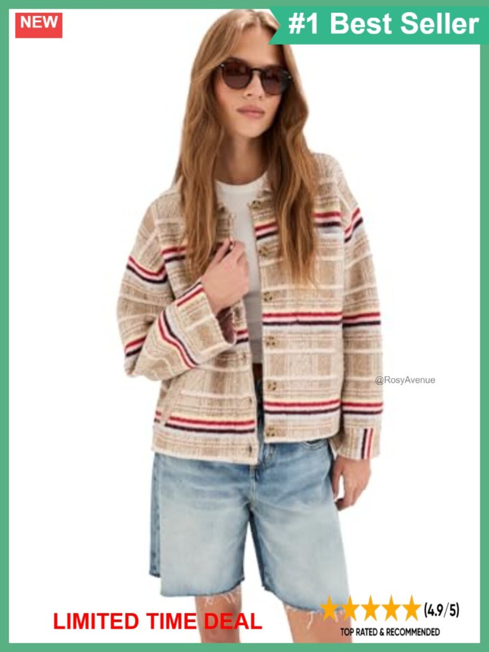 Oversized Jacquard Knit Shacket with Collar and Pockets